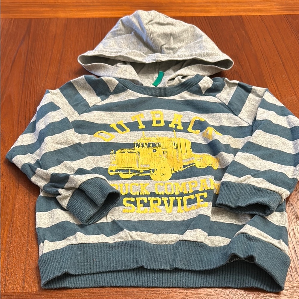 Striped Gray and Blue Kids Hoodie